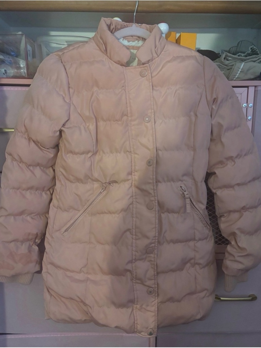 Copper Key Blush Pink Quilted Puffer Jacket